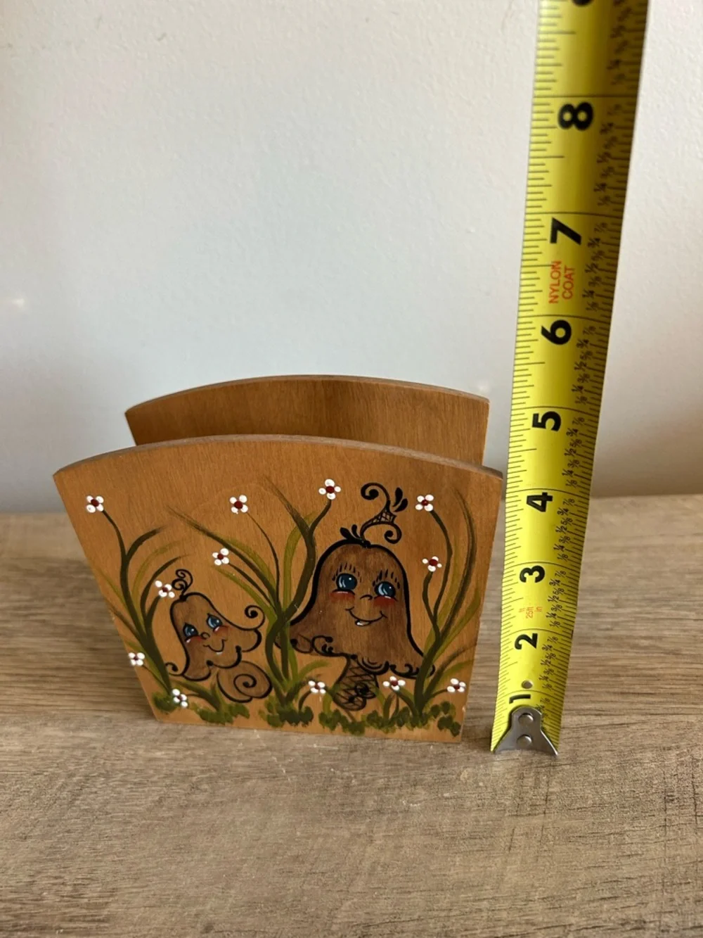 Vintage‎ Hand Painted  MCM Wood Mushroom  Napkin Letter Holder Woodland Fairy